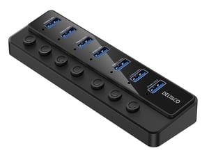 Deltaco UH-739 huby i koncentratory USB 2.0 Type-B Czarny
