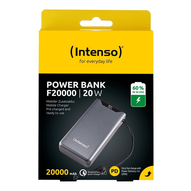 фото Зовнішній акумулятор (павербанк) Intenso F20000 20000mAh Grey (7332054)