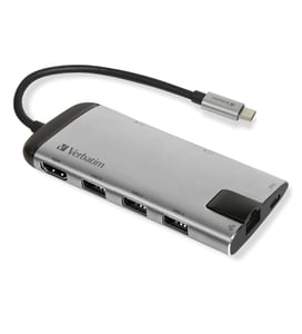Verbatim 49142 USB 3.2 Gen 1 (3.1 Gen 1) Type-C-Dockingstation, Schwarz, Silber