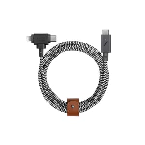 Native Union Belt Duo Pro Phone Cable, Black, White, 1.5 m, USB-C to USB-C/Lightning