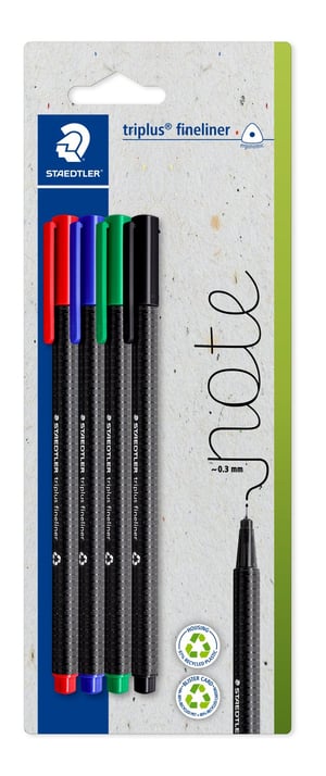 Staedtler 334-S BK4 cienkopis Ultra Cienka Czarny, Niebieski, Zielony, Czerwony 4 szt.