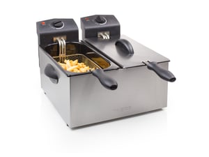 Tristar FR-6937 Double 6 L Standalone 3600 W Deep Fryer, Black, Stainless Steel