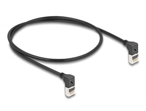 DeLOCK RJ45-Netzwerkkabel Cat.6A S/FTP, schlank, nach oben/nach oben abgewinkelt (90°), 0,5 m, schwarz