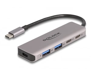 DeLOCK: 2 USB-Anschlüsse mit 5 Gbit/s (USB Typ C) und 2 Typ-A-Hub-Anschlüsse mit USB-Typ-C-Anschluss