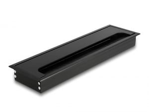 DeLOCK Kabeldurchführung mit Bürste für den Einbau in einen Tisch, 280 x 80 x 28 mm, schwarz