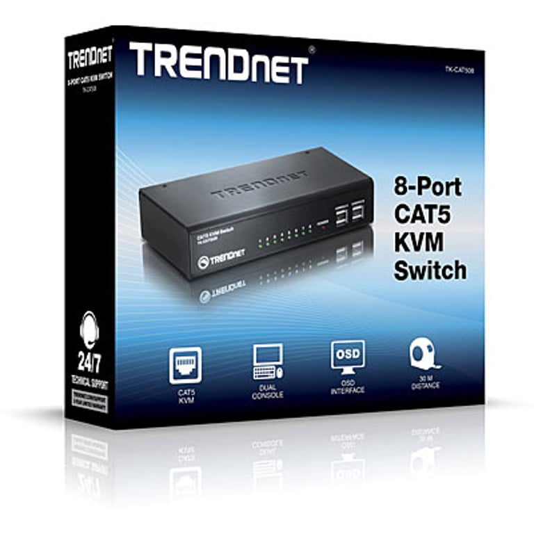 Trendnet TK-CAT508 przełącznik KVM Czarny
