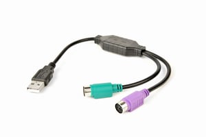Gembird UAPS12-BK PS/2-kabel 0,3 m 2x 6-pins Mini-DIN till USB A Svart, Grön, Lila