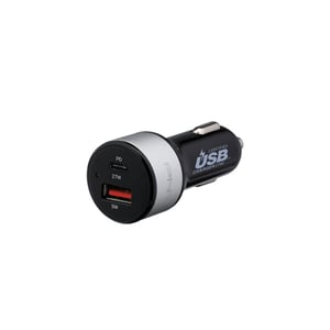 PNY P-DC-1UF1TC-KPD20-RB Ladegerät für mobile Geräte, universell, schwarz, silber, automatischer Zigarettenanzünder