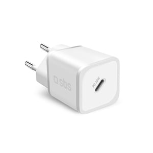 SBS TETRGAN1C20W Ladegerät für mobile Geräte: Kopfhörer, tragbarer Lautsprecher, Smartphone, Smartwatch, Tablet, weiß, Wechselstrom, Schnellladung, intern
