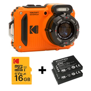 Kodak PIXPRO WPZ2OG6 aparat cyfrowy 1/2.3" Kompaktowy aparat fotograficzny 16,76 MP BSI CMOS 4608 x 3456 px Czarny, Pomarańczowy