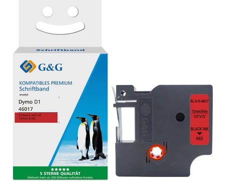 G&G 18802 taśmy do etykietowania Czarny na czerwonym D1