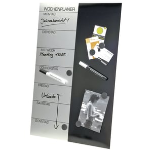 Genie 10794 Magnetic Board and Accessories, Steel 370 x 570 mm Black, Satin Steel