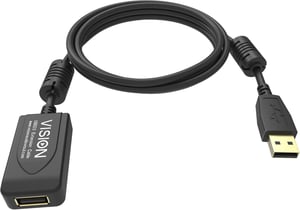 Vision TC 5MUSBEXT+/BL – 5 m USB 2.0 USB A Cable, Black