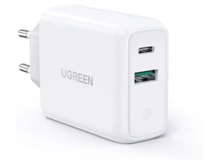 Ugreen 60468 Portable Device Charger for Tablets and Phones, Universal, White, AC, Fast Charging, Indoor