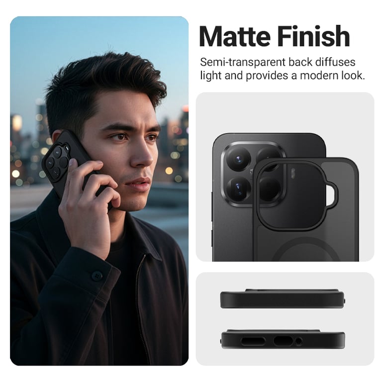 Crong Hybrid Matte Magnetic - Etui MagSafe Xiaomi 17 (czarny)