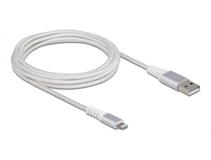 DeLOCK USB-Daten- und Stromkabel für iPhone, iPad und iPod, DuPont Kevlar, weiß, 3 m