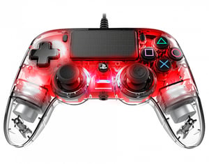 NACON PS4OFCPADCLRED Gamecontroller Rot, Transparent, USB-Gamepad, analog/digital, PC, PlayStation 4
