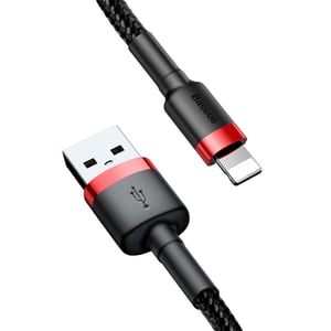 Baseus CALKLF-B19 telefonkabel, svart, röd, 1 m, USB-A till Lightning