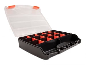 DeLOCK Skrzynka z organizerem z 17 komorami, 320 x 255 x 60 mm, pomarańczowo-czarna