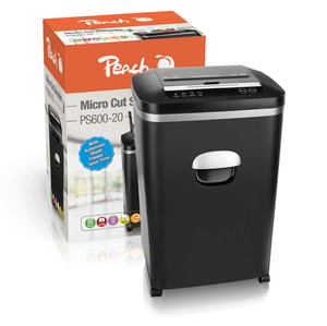 Peach PS600-20 Aktenvernichter, Mikro-Schneideverfahren, 55 dB, schwarz