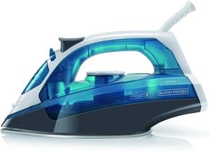 Black & Decker BXIR2200E Bügeleisen Dampfbügeleisen Edelstahlsohle 2200 W Schwarz, Blau, Weiß
