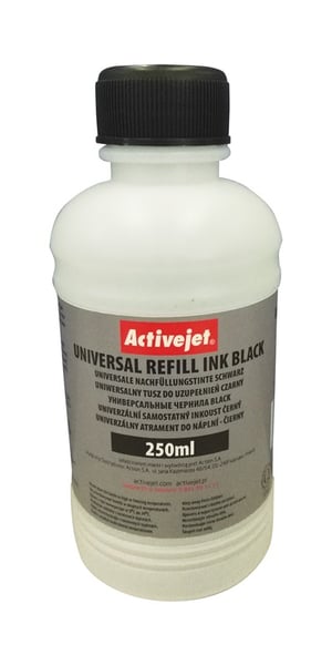 Activejet Tusz URB-250Bk (250 ml; czarny; Supreme) uniwersalny zamiennik do drukarek HP, Canon, Epson, Brother