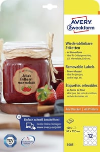 Avery 5085 bedruckbare Etiketten, weiß, selbstklebende Etiketten zum Bedrucken