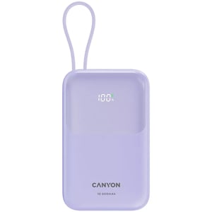 Canyon OnPower 101 Power Bank with Cable, 10,000 mAh, PD 22.5W, Purple