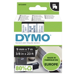 DYMO D1 Original Labels | 9 mm x 7 m roll | blue print on white | self-adhesive labels for LabelManager label printers