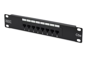 Digitus kopplingspanel (patchpanel) 10'' 8x RJ45, LSA vertikal, kat. 5e, oskärmad, 1U, svart, etikettfält