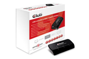 CLUB3D SenseVision USB 3.0 zu DVI-I & HDMI Grafikadapter – externe USB-Grafikkarte – Schwarz