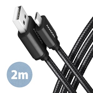 Axagon BUMM-AM20AB USB-Kabel USB 2.0 2 m Micro-USB B auf USB A Schwarz