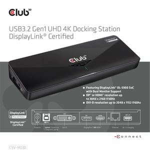 CLUB3D SenseVision USB 3.0 4K UHD Docking Station