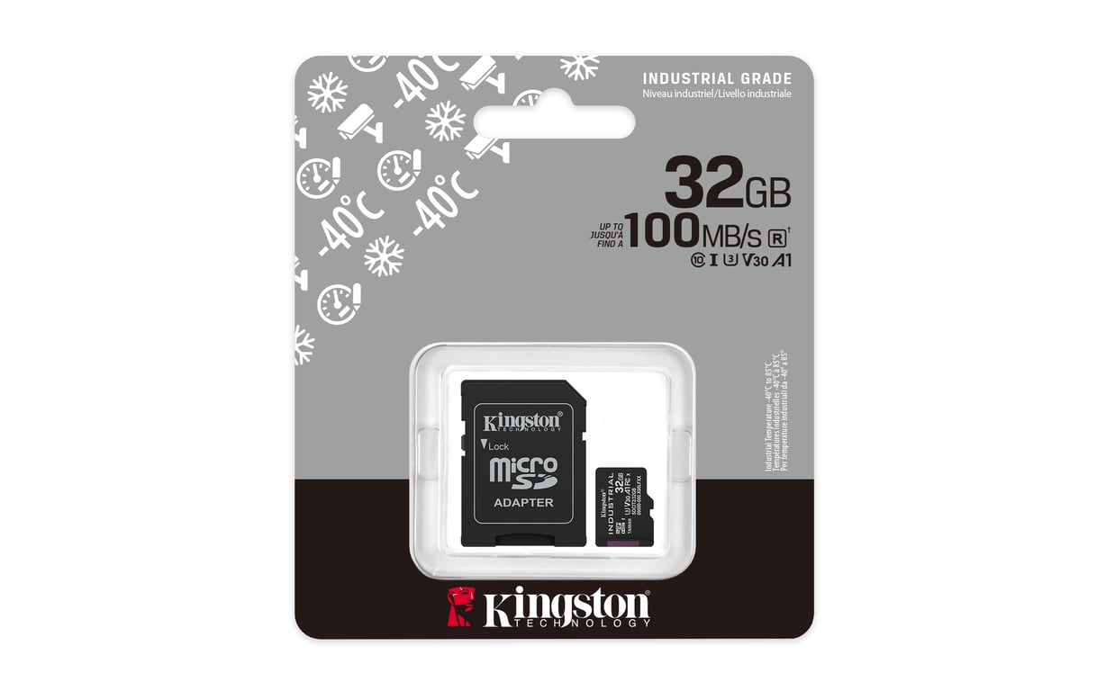 Kingston Technology Karta 32GB microSDHC Industrial C10 A1 pSLC + adapter SD