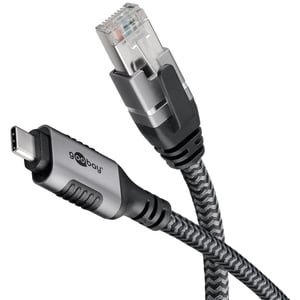 Goobay 70698 USB-C to RJ-45 Cable Adapter, Black, Silver