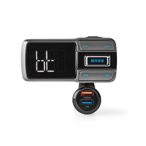 Nedis CATR101BK FM-sändare 87,6–107,9 MHz Cigarettändare Svart, Grå