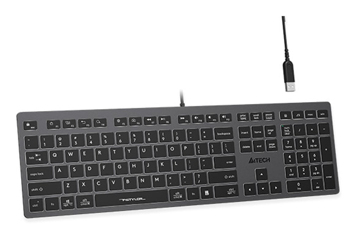 A4Tech Fstyler FX60H (White Backlit) klawiatura Gaming USB QWERTY Szary