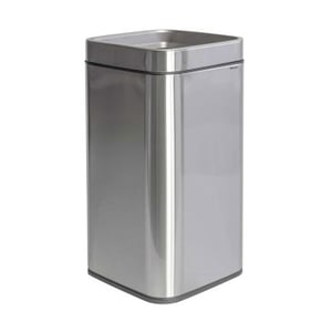 MAUL 9502594 Rectangular Trash Can, Stainless Steel, Black, Silver