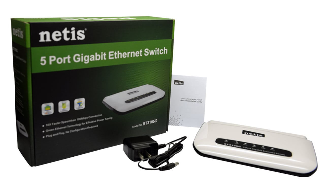 Netis System ST3105G(ST3120) Gigabit Ethernet (10/100/1000) Czarny, Biały