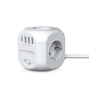 RealPower PowerBox 431 Power Strip, 1.8 m, 4 x Outlets, Indoor, White
