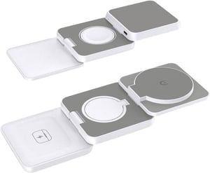 Technaxx Faltbare 3-in-1-Schnellladestation Słuchawki, Zestaw słuchawkowy, Smartfon, Smartwatch Biały USB Bezprzewodowe ładowanie Szybkie ładowanie Wewnętrzna