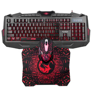 Marvo KM400+G1 Tastatur mit mitgelieferter USB-Gaming-Maus, schwarz