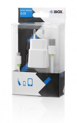 iBox С-31 Telefon komórkowy, Smartfon, Tablet Biały Prąd przemienny Wewnętrzna