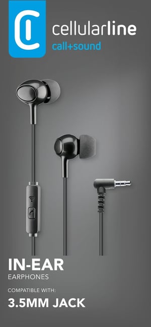 Cellularline 8018080275999 Hörlurar med sladd, in-ear, samtal/musik, svart