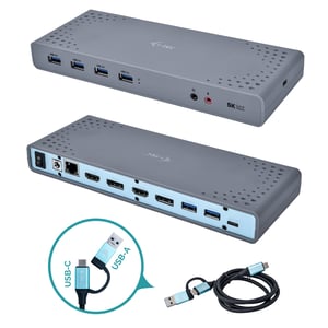 i-tec CADUAL4KDOCK Wired USB 3.2 Gen 1 (3.1 Gen 1) Type-C Docking Station, Black, Turquoise