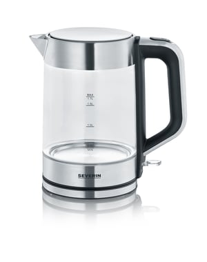 Severin WK 3420 Electric Kettle 1.7 L 2200 W Black, Stainless Steel, Transparent