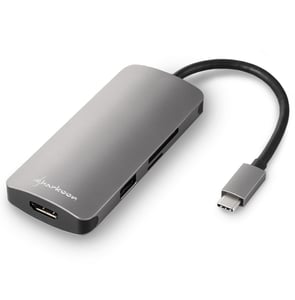 Sharkoon USB 3.0 Typ-C-Multiport-Adapter, kabelgebunden, USB 3.2 Gen 1 (3.1 Gen 1), Typ-C, grau