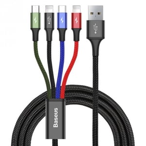 Baseus KB2L435A12BK Handy-Kabel Schwarz, Blau, Grün, Rot 1,2 m USB A 2 x Lightning + micro-USB B + USB C