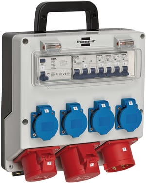 Brennenstuhl 1154890020 PDU Power Distribution Unit, 7 x Power Outlets, Black, Blue, Gray, Red