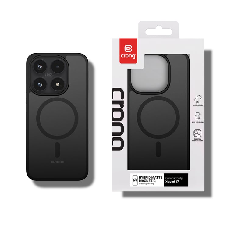 Crong Hybrid Matte Magnetic - Etui MagSafe Xiaomi 17 (czarny)